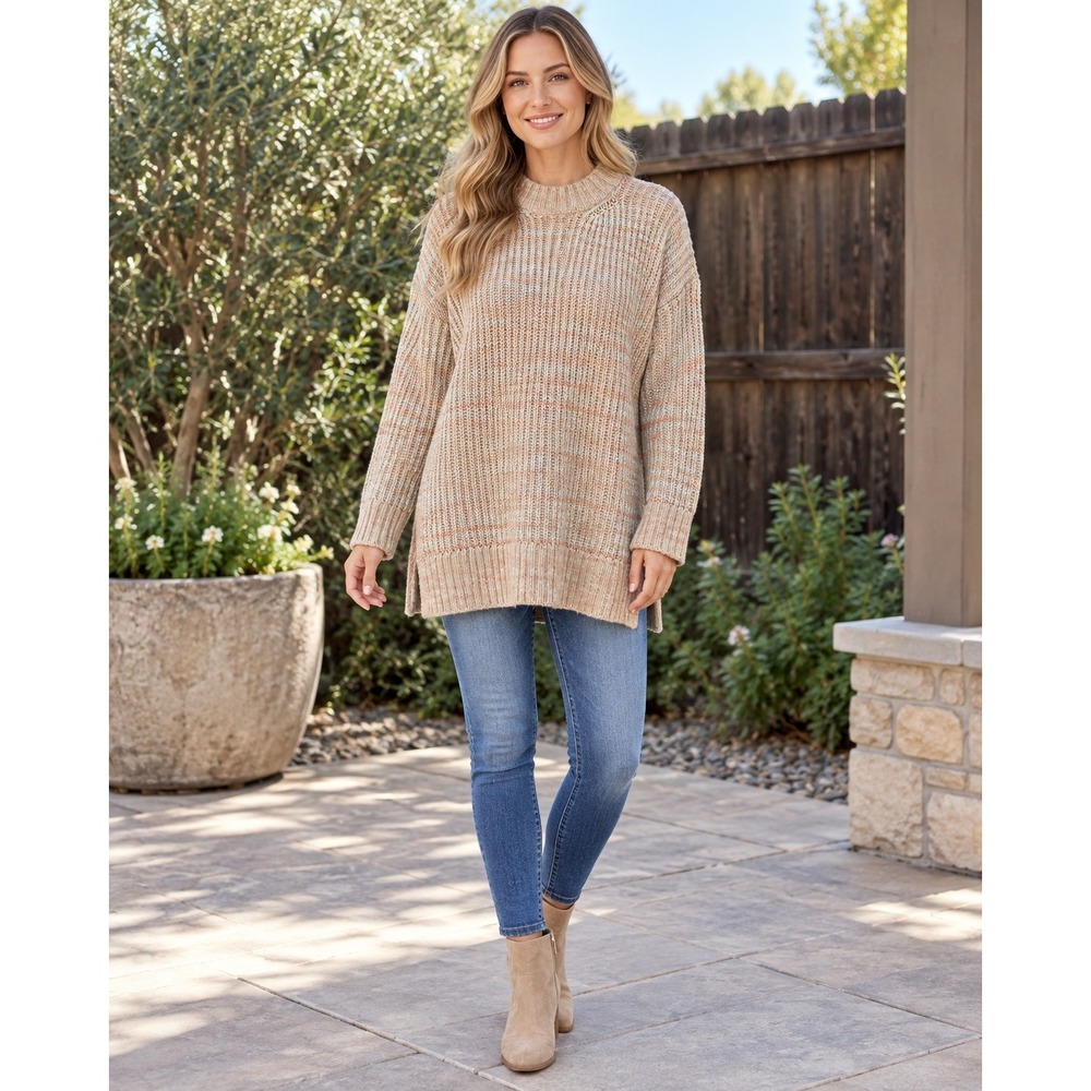 Elizabeth and James Orra Tunic Sweater M Wool Cashmere Space Dye Oversized